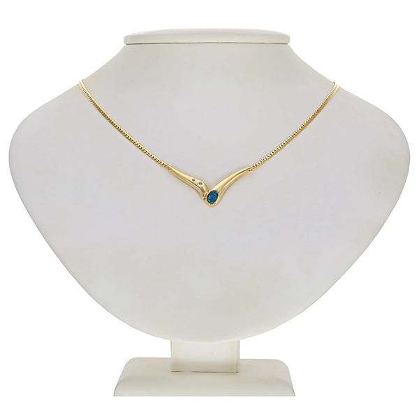 Collier, 14K, Gelbgold, Opaltriplette, Brillanten