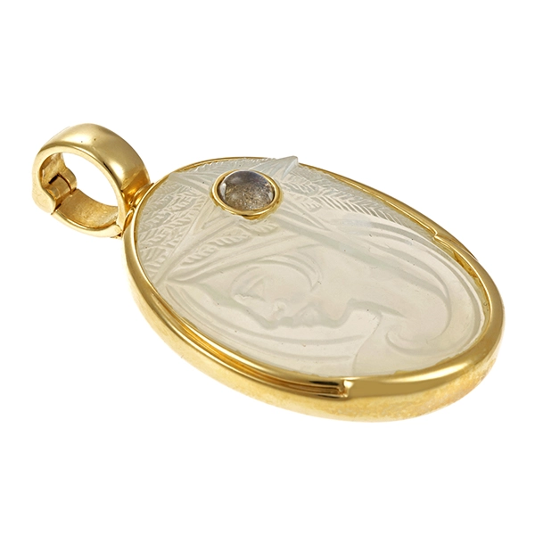 Anhänger, 14K, Gelbgold, Schmuckstein