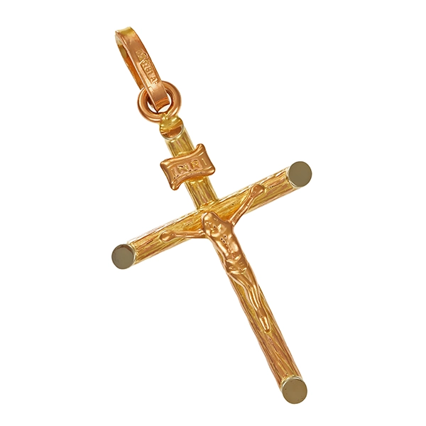 Anhänger, 14K, Rot-/Gelbgold, Kruzifix
