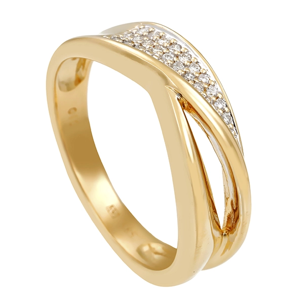 Diamantring, 14K, Gelb-/Weißgold, Brillanten 0,10 ct
