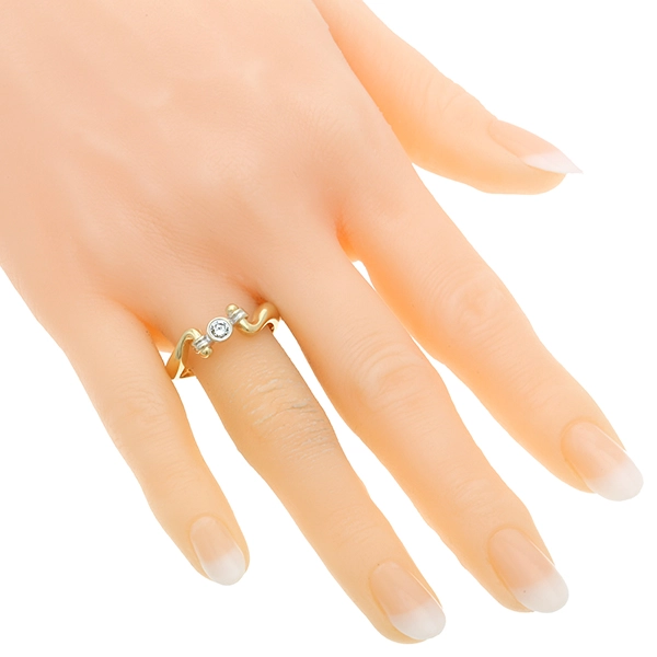 Diamantring, 18K, Gelb-/Weißgold, Brillant 0,10 ct