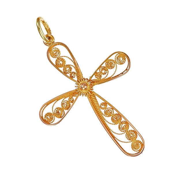 Anhänger, 14K, Gelbgold, Kreuz