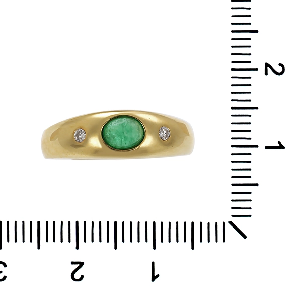 Ring, 14K, Gelbgold, Brillant, Smaragd
