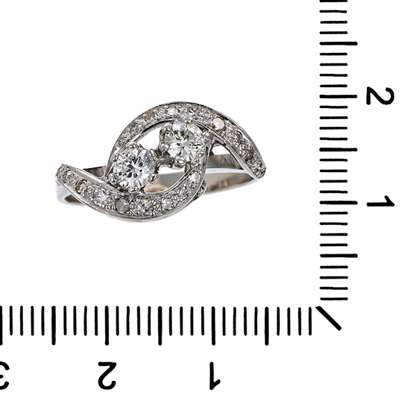 Ring, 18K, Weißgold, 2 Brillanten , 19 Diamanten