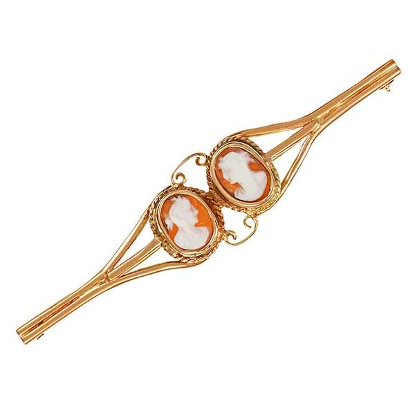 Brosche, 14K, Rotgold, Gemme