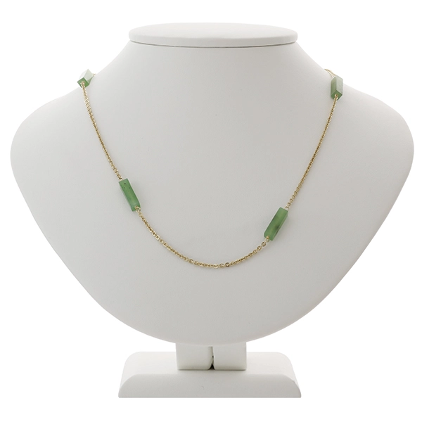 Collier, 14K, Gelbgold, Nephrit