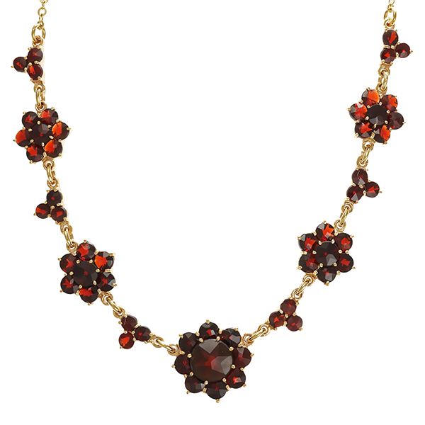 Collier, 8K, Gelbgold, Granat