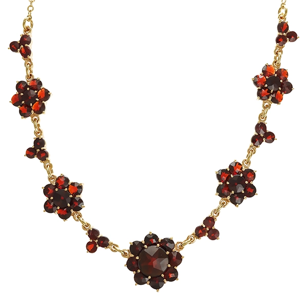 Collier, 8K, Gelbgold, Granat
