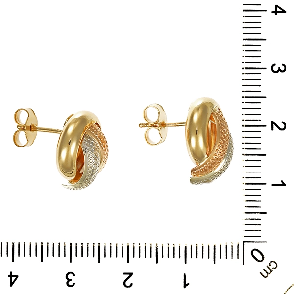 Ohrstecker, 9K, Rot-/Weiß-/Gelbgold
