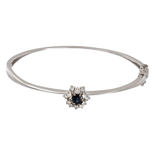 Armreif, 14K, Weißgold, Saphir, Brillanten