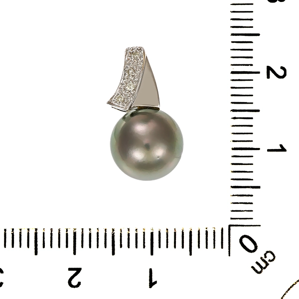 Anhänger, 8K, Weißgold, Perle, Diamanten