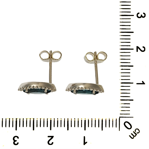 Ohrstecker, 14K, Weißgold, Brillant, Topas blau