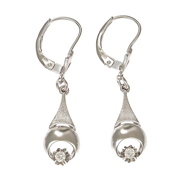 Ohrhänger, 14K, Weißgold, 2 Brillanten 0,08ct