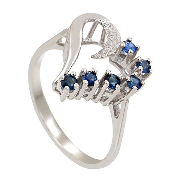 Ring, 14K, Weißgold, Saphire