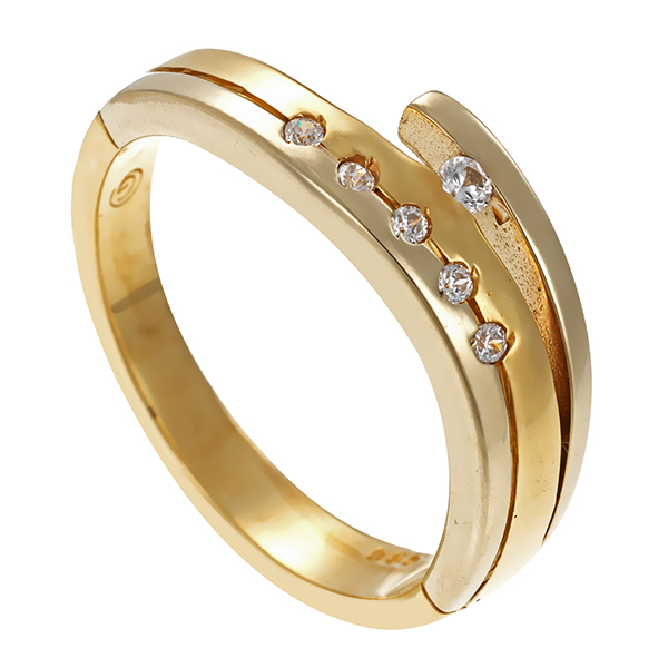 Ring, 14K, Gelbgold, Zirkonia