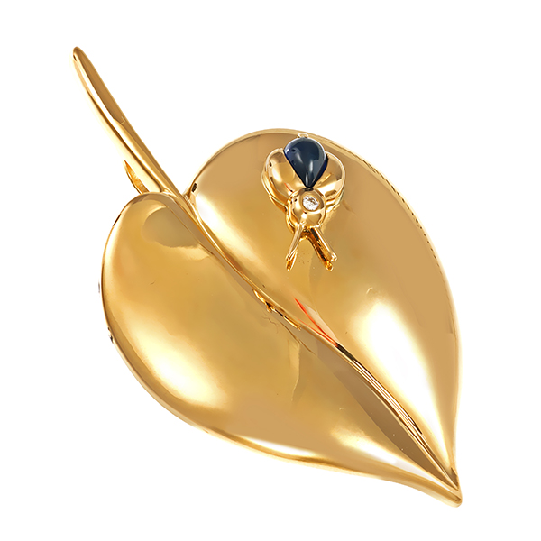 Anhänger, 18K, Gelbgold, Saphir, Brillant