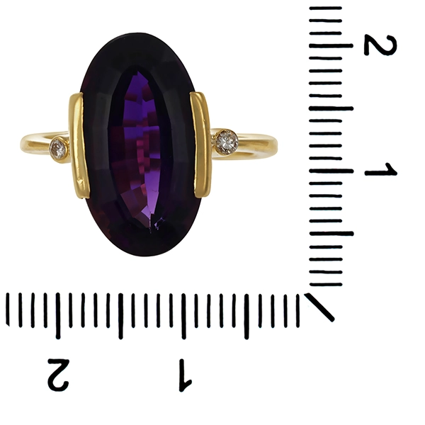 Ring, 18K, Gelbgold, Amethyst, Diamanten
