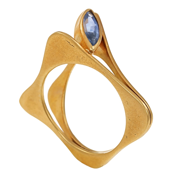 Ring, 14K, Gelbgold, synth. Spinell