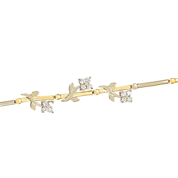 Armband, 14K, Gelb-/Weißgold, Zirkonia