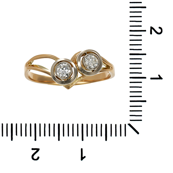 Ring, 14K, Gelb-/Weißgold, Brillanten