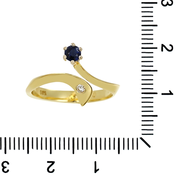 Ring, 14K, Gelb-/Weißgold, Brillant, Saphir