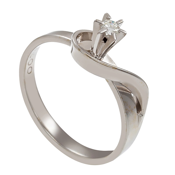 Diamantring, 14K, Weißgold, Diamant
