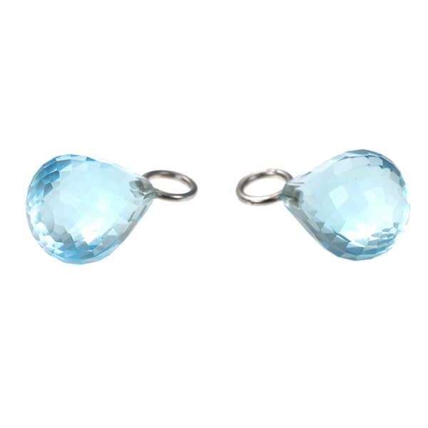 Einhänger, Creolen, 14K, Weißgold, Topas blau