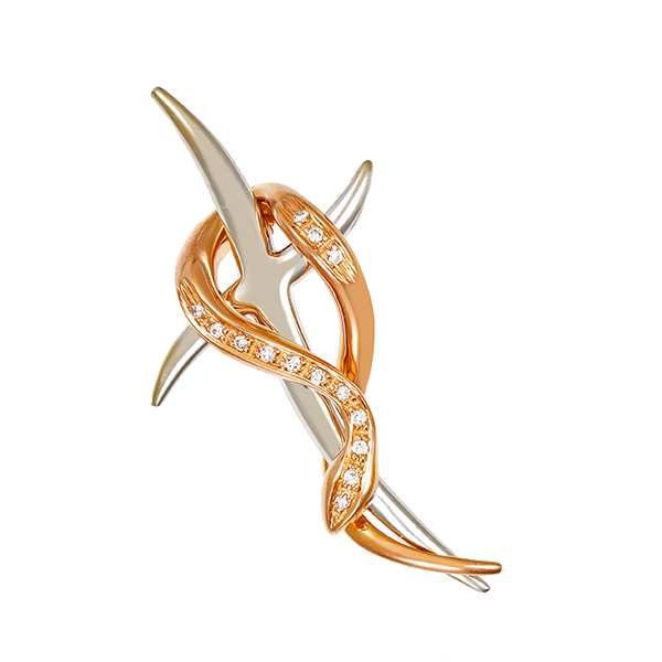 Anhänger, 18K, Weiß-/Rotgold, Brillanten, Kreuz