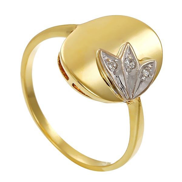 Ring, 14K, Gelb-/Weißgold, Diamanten