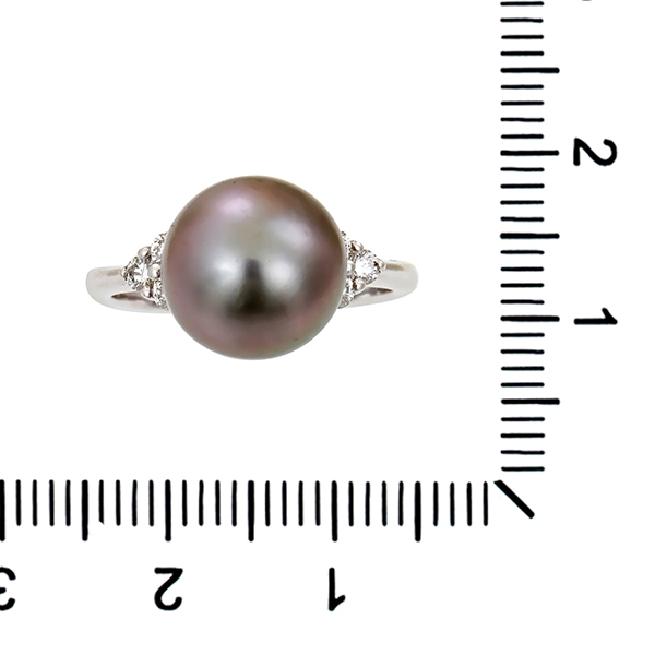 Ring, 18K, Weißgold, Perle, Brillant