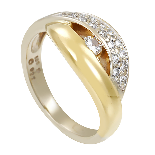 Diamantring, 14K, Gelb-/Weißgold, Brillanten