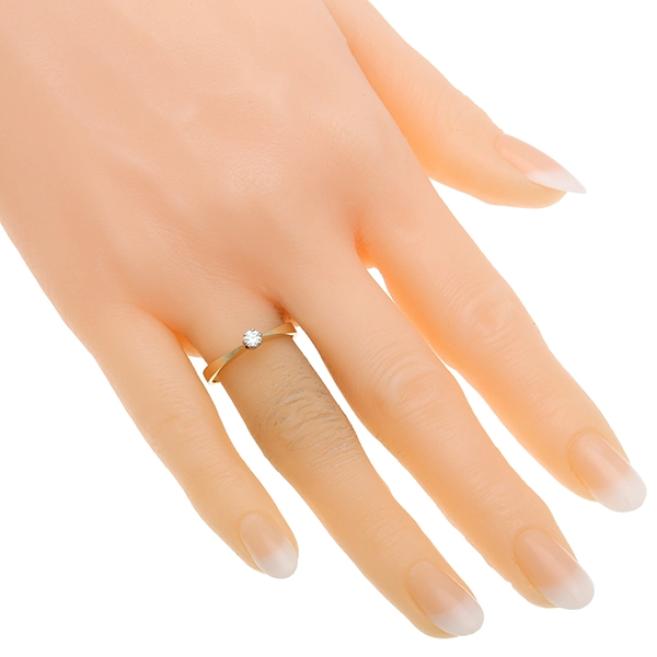 Diamantring, 14K, Gelb-/Weißgold, Brillant 0,10 ct