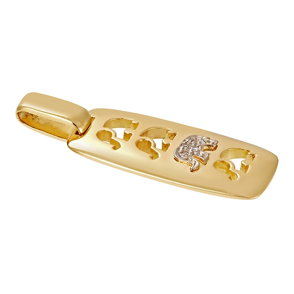 Anhänger, 18K, Gelbgold, Diamanten, Elefant