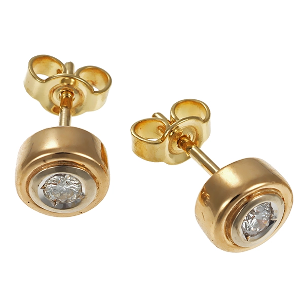 Ohrstecker, 14K, Gelb-/Weißgold, Brillant