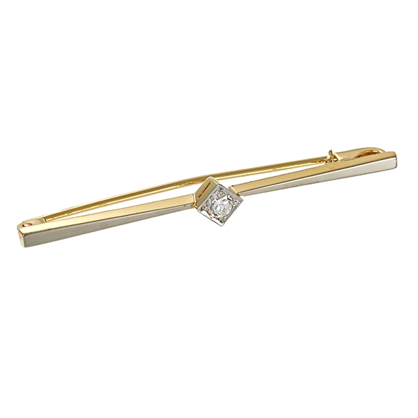Brosche/Nadel, 14K, Gelb-/Weißgold, Diamant Altschliff