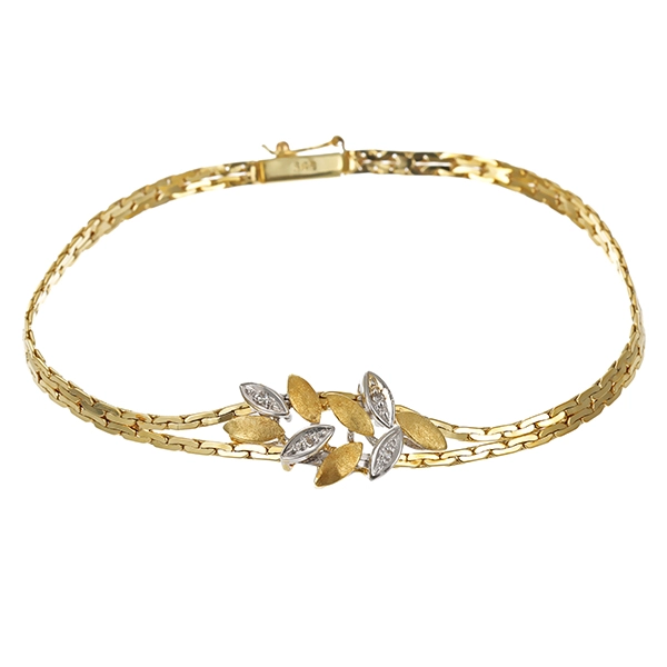 Armband, 14K, Gelb-/Weißgold, Diamanten