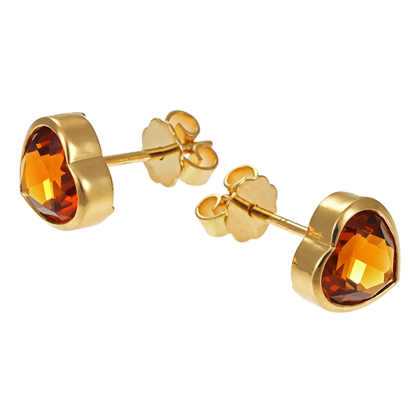 Ohrstecker, 18K, Gelbgold, Citrin, Herz