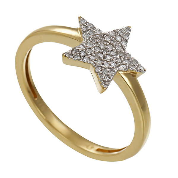 Diamantring, 9K, Gelb-/Weißgold, Diamanten 0,25 ct