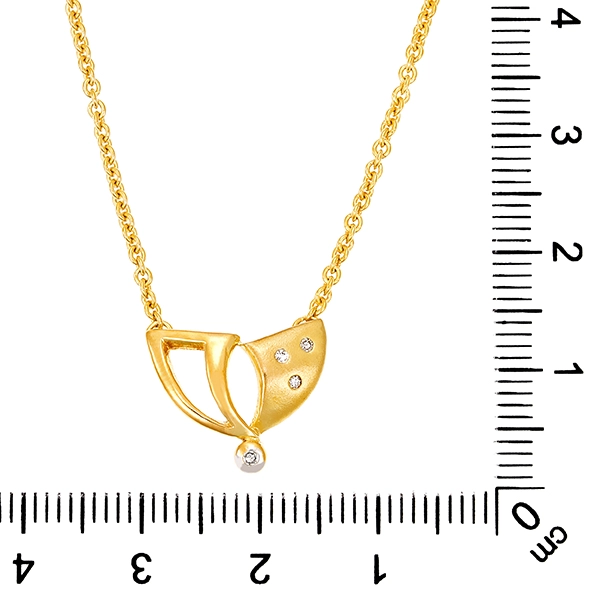 Collier, 8K, Gelbgold, Diamanten