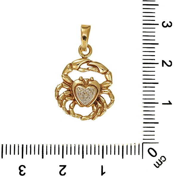 Anhänger, 14K, Gelb-/Weißgold, Diamant