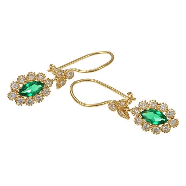 Ohrhänger, 14K, Gelbgold, synth. Steine