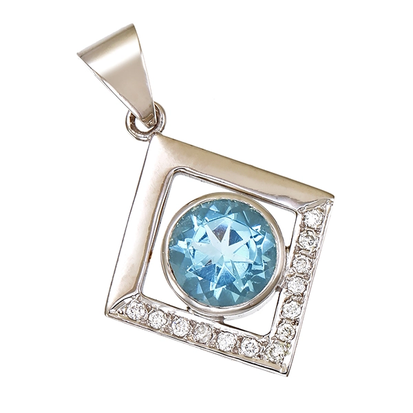 Anhänger, 18k, Weißgold, Brillant, synthetischer Spinell