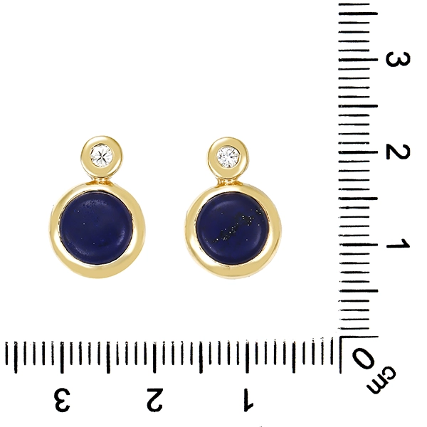 Ohrstecker, 14K, Gelbgold, Lapis, Brillanten