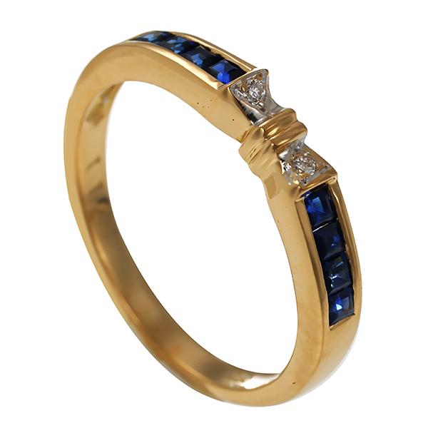 Ring, 18K, Gelbgold, Brillanten, Saphire