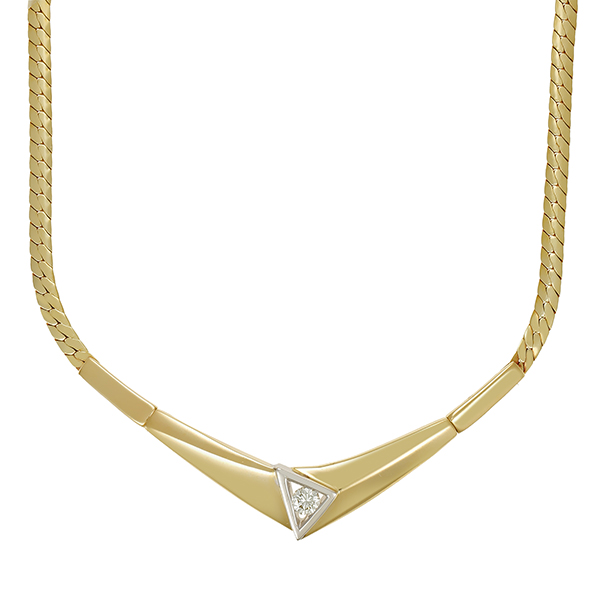 Collier, 14K, Gelb-/Weißgold, Brillant