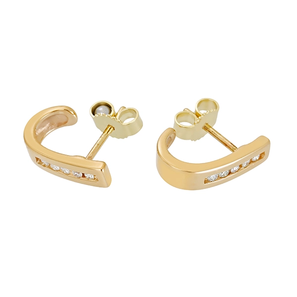 Steckcreolen, 14K, Gelbgold, Brillanten