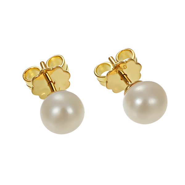 Ohrstecker, 18K, Gelbgold, Perlen