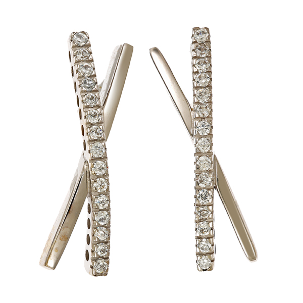 Ohrschmuck, 14K, Weißgold, Zirkonia