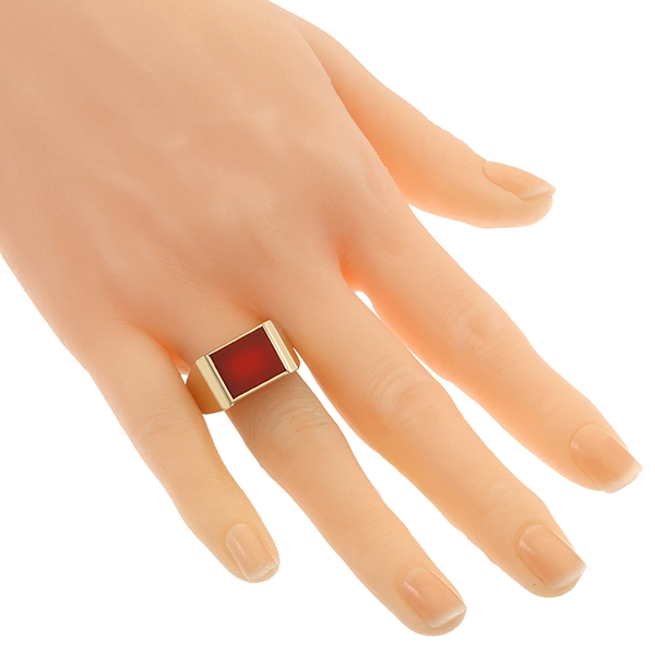 Herrenring, 14K, Gelbgold, Karneol