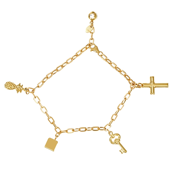 Bettelarmband, 14K, Gelbgold, Zirkonia